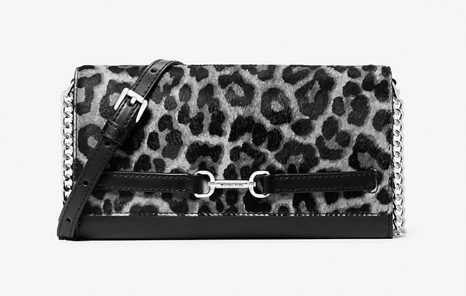 Michael Kors Avril XS Black Cheetah Satchel Crossbody Bag Purse