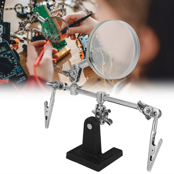 Support à Souder « Troisième Main » SOARFLY – Avec Loupe 3X Et 4 Bras Articulés