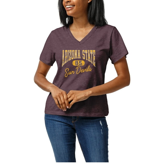 Women's League Collegiate Wear Heather Maroon Arizona State Sun Devils Intramural Boyfriend V-Neck T-Shirt