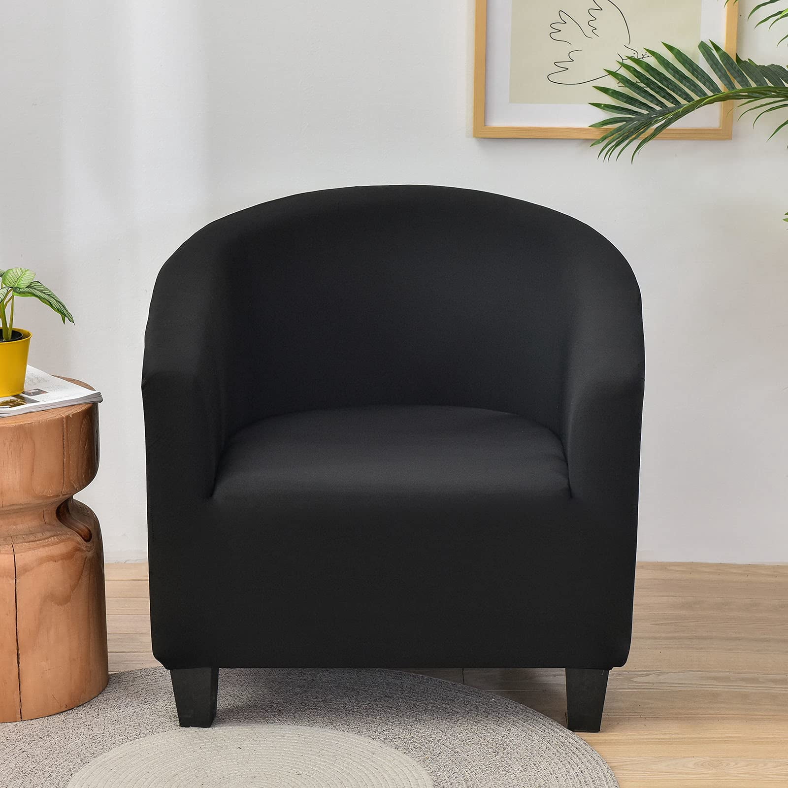 Stretch Club Chair Slipcover, Spandex Tub Chair Cover Non Slip Elastic Club Chair Cover Armchair Chair Slipcovers Sofa Cover Removable Washable for Kids Living Room-Grey Blue-Club Chair