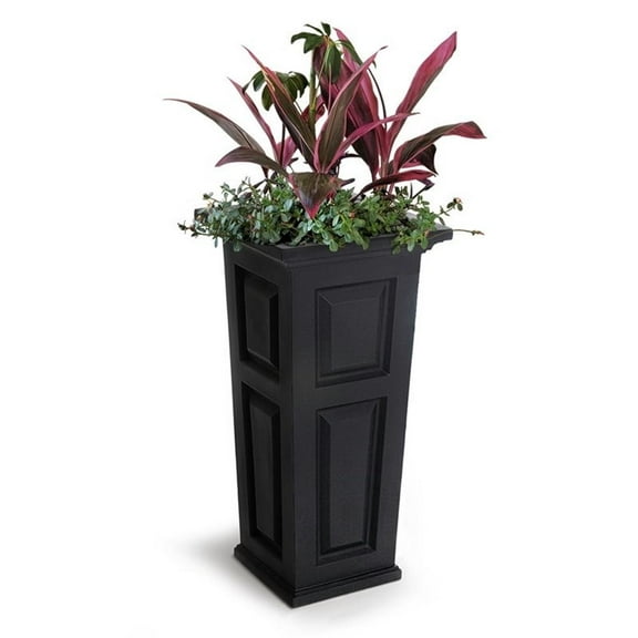 Pemberly Row Modern 32" Tall Traditional Plastic Planter in Black