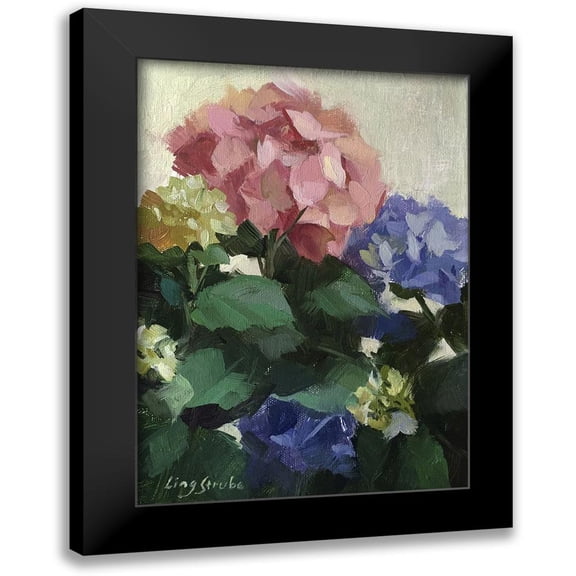 Strube, Ling 11x14 Black Modern Framed Museum Art Print Titled - Red and Blue Hydrangeas