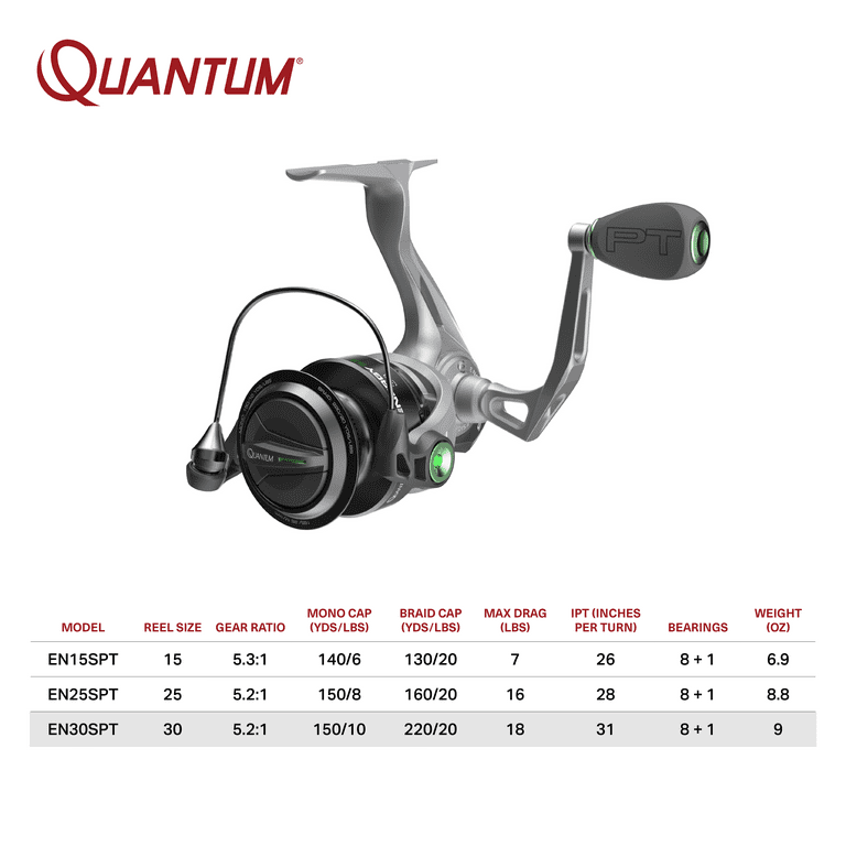 Quantum Energy S3 Spinning Fishing Reel, Size 30 Reel, Silver