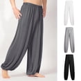 thumbnail image 2 of qucoqpe Men's Baggy Harem Pants Casual Loose Fit Yoga Pants Sweatpants Lightweight High Waisted Drawstring Wide Leg Hippie Pants Jogger Trousers, 2 of 5