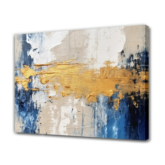 Colorful Abstract Background Painting Featuring Blue White And Gold Hues Canvas Poster Bedroom Decor Sports Landscape Office Room Decor Gift,Frame-style,08x12inch(20x30cm)