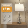 thumbnail image 4 of Maxax Coastal Glass Table Lamps Set of 2, Modern 25.5" Clear Glass Bedside Lamps with White Shade for Bedroom Living Room, 4 of 6