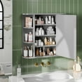 thumbnail image 5 of BOBOKY Bathroom Medicine Cabinet, Bathroom Mirror Cabinet Wall Mounted with 6 Side Open Shelves, Wall Cabinet with Mirror,Grey, 5 of 8