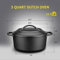 thumbnail image 2 of Pre-Seasoned Cast Iron Dutch Oven Pot with Lid, 5 Quart Black Round Cooking Pot for Baking, Stewing, Camping, 2 of 8