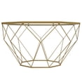 thumbnail image 3 of LeisureMod Malibu Large Modern Octagon Glass Top Coffee Table with Gold Chrome Base – Stylish and Durable Contemporary Living Room Furniture, 3 of 7