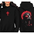 thumbnail image 2 of Jesus Looking Up Double Sided Hoodie – Christian Faith Streetwear Pullover, Religious Graphic Hoodie for Men and Women, Unisex Inspirational Apparel, 2 of 7