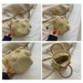 thumbnail image 3 of Yucurem Women Straw Bucket Bag With Pearls Drawstring Wrist Bag Summer Beach Bag (Beige) Casual straw bag (Beige), 3 of 10
