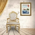 thumbnail image 3 of Hokusai 25x32 Gold Ornate Wood Framed with Double Matting Museum Art Print Titled - Mont Fuji derriere la mer agitee, 3 of 4