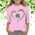 thumbnail image 2 of CONZONE St. Patrick'S Day Toddler Baby Girls T Shirts 3/4 Sleeve Fashion Clover Graphic Tee Shirt for Girls Crew Neck Soft Loose Childrens Spring Tops, 2 of 4