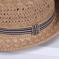 thumbnail image 6 of Wide Hat Panama Sunhat Women Girls Beach Straw Fedora Hat for Camping Outdoor Hiking Holiday Vacation , Khaki, 6 of 8