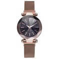 thumbnail image 1 of Reloj de pulsera de cuarzo para mujer a la moda, botón magnético, correa de malla, reloj de pulsera con esfera redonda de aleación (café), 1 of 5