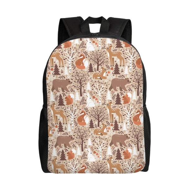 Balery Woodland Animals in Neutral Tones Mochila - Mochila Estilosa y Duradera para Laptop de 15 Pulgadas con Tela Oxford Impermeable