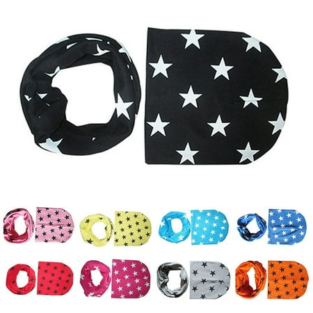 

Naturegr Cute Stars Baby Toddler Autumn Winter Warm Round Hat Beanie Cap + Scarf Set