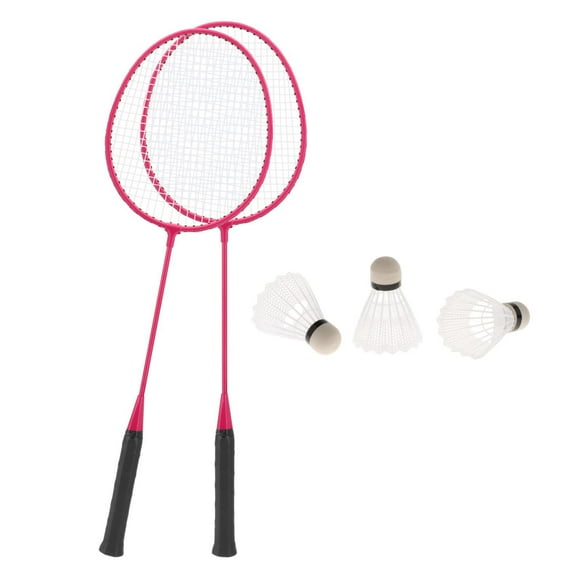 Guardoinrt 2 Pcs Raquettes de Badminton avec 3 Raquettes en Nylon Balles de Badminton Bleu Entraînement Famille Rose 67cm