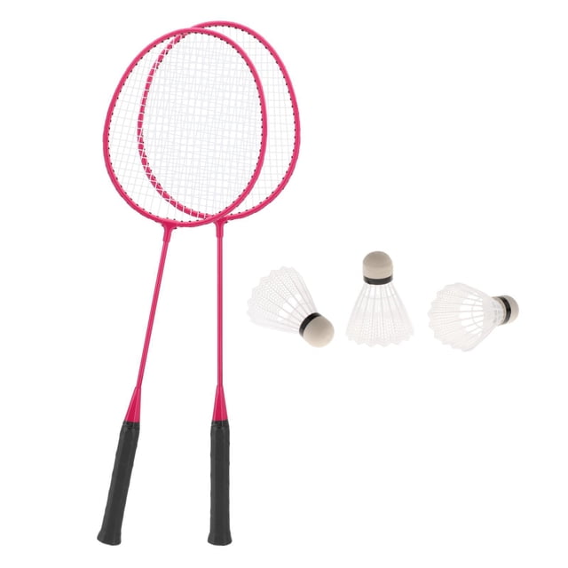 Guardoinrt 2Pcs Badminton Rackets with 3 Nylon Racquets Badminton Balls Blue Training Family Pink 67cm