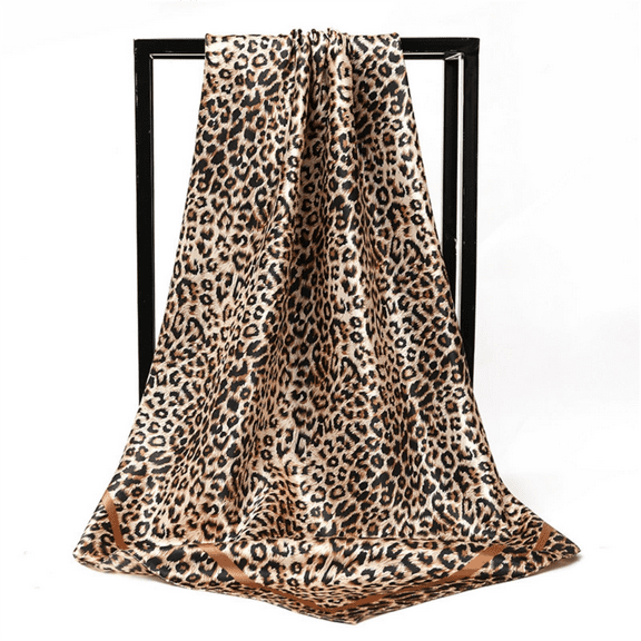 Brown Scarf for Women Scarf Square Leopard Print Soft Fabric Breathable Silky Four Seasons Ladies Casual Head Wrap Shawl Fashion Accessory on Sale Clearance