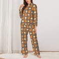 thumbnail image 2 of Honeii Squirrel And Maple Leaves print Women's Pajama Sets Long Sleeve Button Down Sleepwear Nightwear Soft Pjs Lounge Sets-Large, 2 of 7