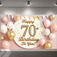 thumbnail image 5 of Pink Gold Theme 70th Birthday Banner Decorated Happy Birthday Display Golden Lettering Star Pattern Birthday Backdrop for 70th Birthday Party Senior Birthday Celebration Indoor Party Decoration, 5 of 9