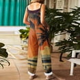 thumbnail image 3 of Iaqnaocc Hawaiian Tropic Jumpsuits for Women Summer Plus Size Boho Vacation Outfits for Women Sleeveless Tropical Jumpsuits Overalls Loose Fit Adjustable Strap Womens Overalls Orange L, 3 of 5