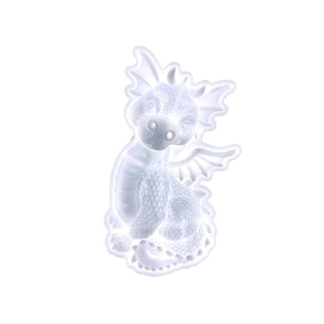 Troquel de silicona de dragón, troquel de Animal, bricolaje, 3D, cocina, hornear, Chocolate, resina epoxi Blanco