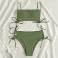 thumbnail image 5 of Sngxgn Women Swimsuit Bikini Set Two Piece Bathing Suit Strappy Side with Spaghetti Straps(Green,XS), 5 of 5