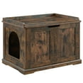 thumbnail image 2 of Unipaws Designer Cat Litter Box Furniture, Cat Washroom Storage Bench, Rustic, 2 of 7