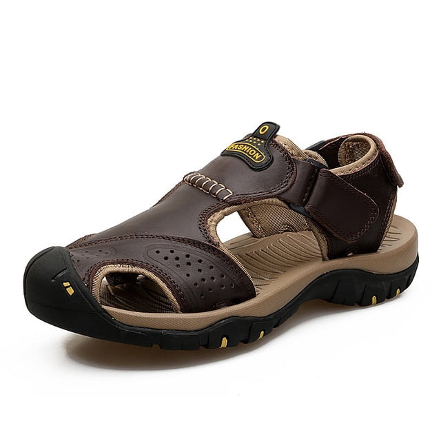 MIXIDELAI, zapatos de cuero genuino para hombre, novedad de verano, sandalias de gran tamaño para hombre, sandalias para hombre, sandalias de moda, zapatillas, talla grande 38-47 Tan Jianjun unisex