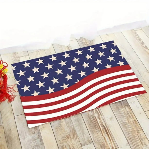 Independence Day Mat Crystal Velvet Print Flag Foot Mat Holiday Decoration Carpet