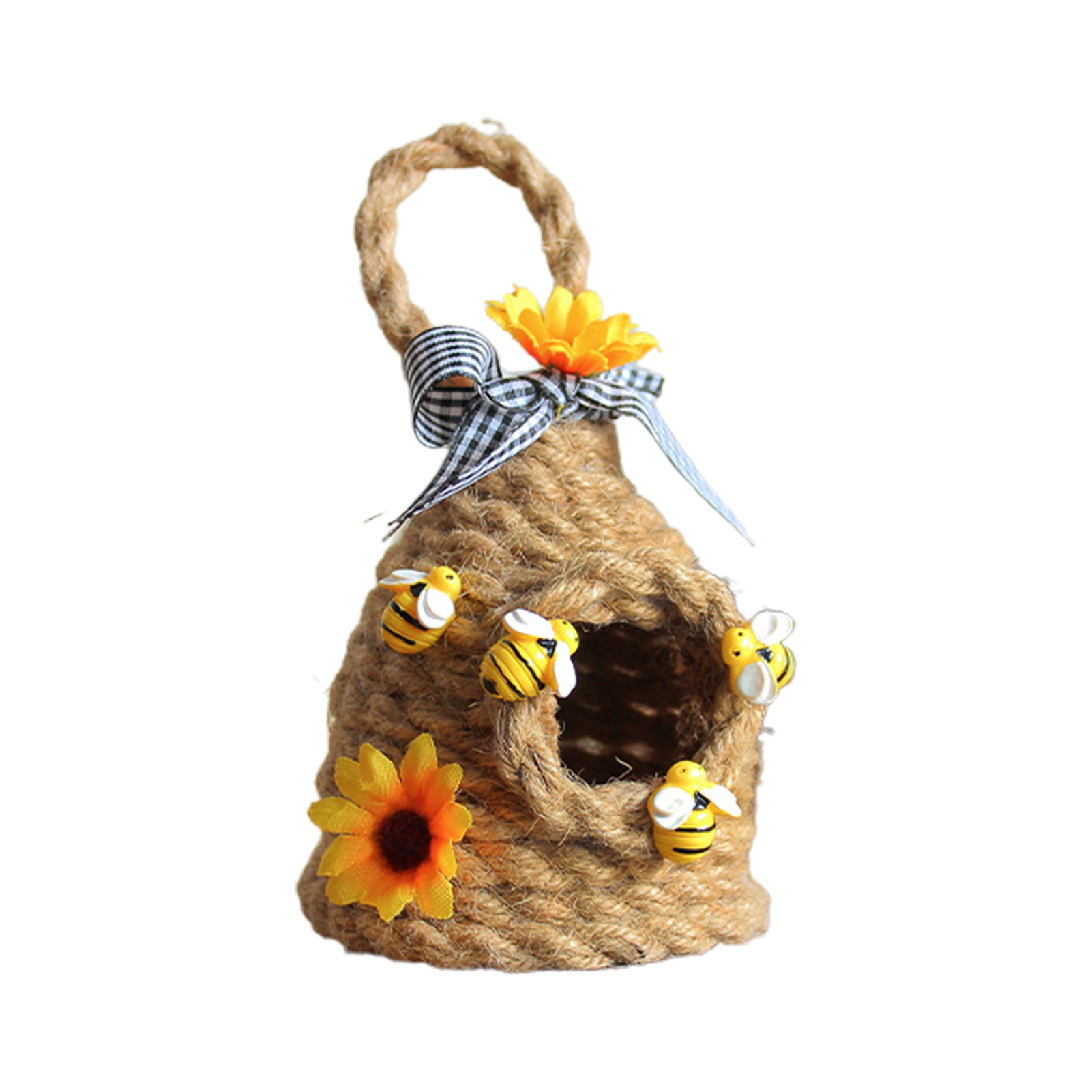 Huray Rayho Bee Hive Decor Honey Bee Tiered Tray Decor Bumble Bee  Decorations for Home Mini Jute Bee Skep with The Loop Farmhouse Kitchen  Summer