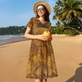 thumbnail image 4 of Disketp Vintage Map para Vestido de Manga Corta para Mujeres, Vestidos de Verano para Mujeres, Casual y Holgado para la Playa, 4 of 6