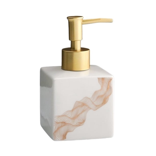 Dispensador de jabón de cerámica, elegante diseño de rayas onduladas, botellas de cerámica, dispensador de loción líquida for baño, dispensador de cocina, 9,5 oz/280ml