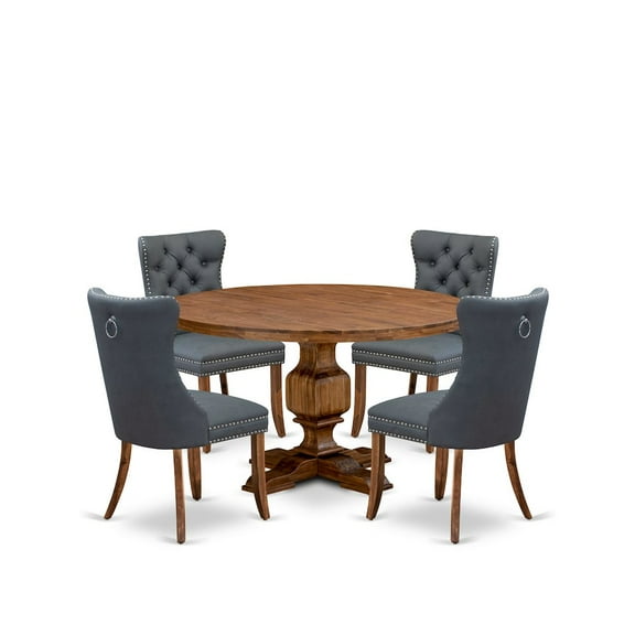 Luxe by East West Furniture 5-Piece Dining Table A Dining Room Table And 4 Platinum Gray Dining Chairs