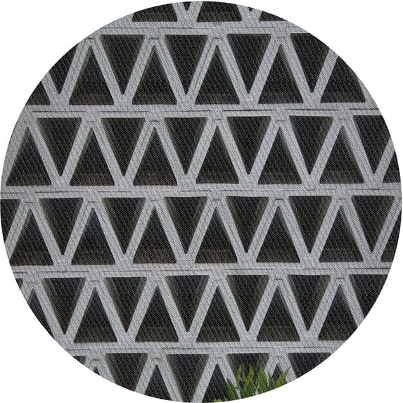 Ahgly Company Indoor Round Patterned Dark Gray Novelty Area Rugs, 3' Round