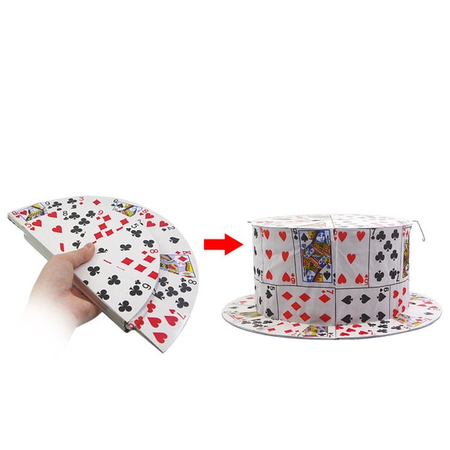 Sombrero plegable mágico con cartas, truco estilo gancho