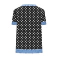 thumbnail image 4 of Women's Short Sleeve Tees Plus Size Lapel Crew Neck Denim Patchwork Waffle Pullover Tops Casual Loose T Shirts (XL, Black), 4 of 5