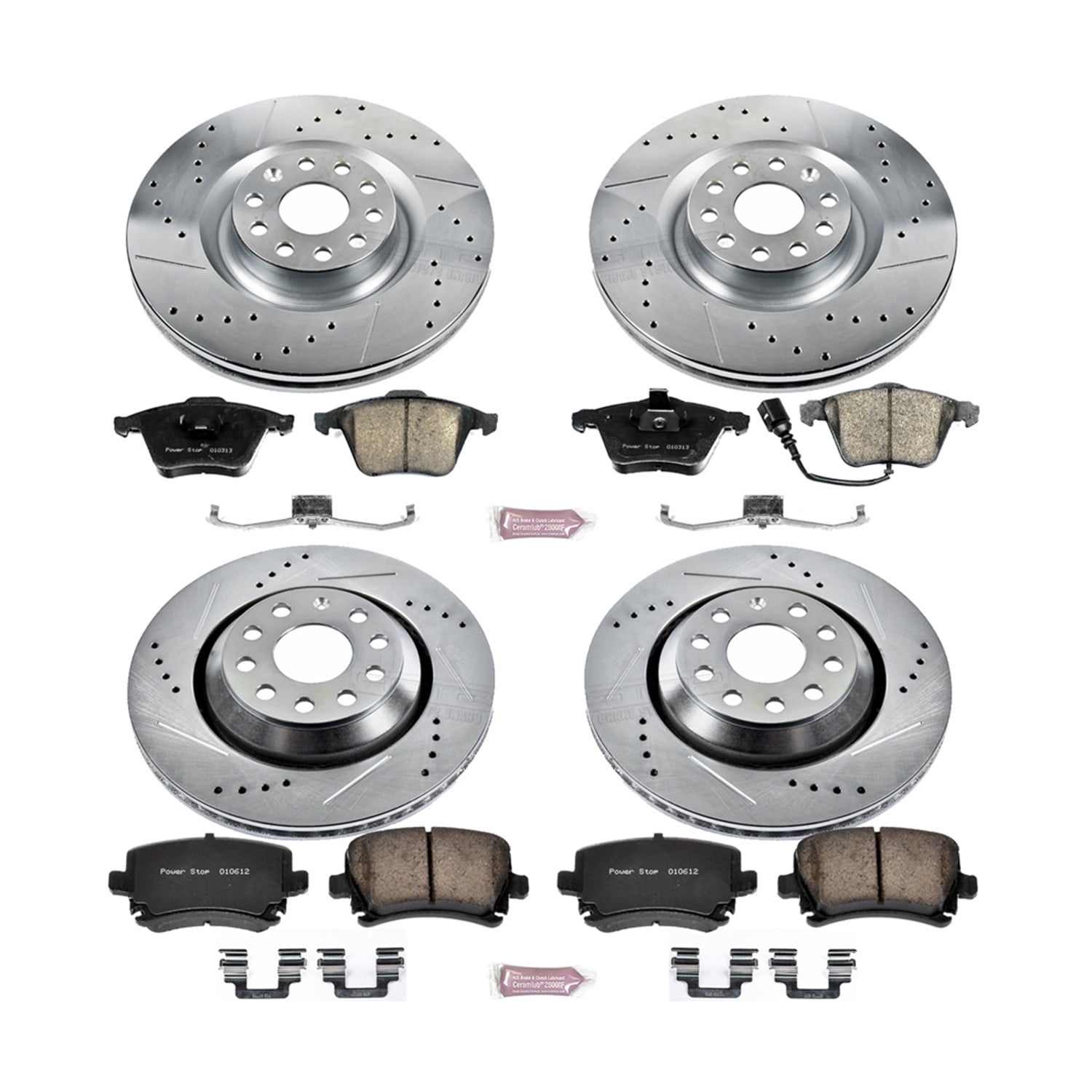 PowerStop Front and Rear Z23 Evolution Sport Carbon-Fiber Ceramic Brake Pad and Drilled & Slotted Rotor Kit Fits: VOLKSWAGEN Select Models K5471