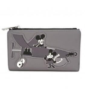 loungefly x mickey blk red trifold wallet