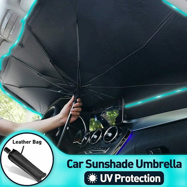 Car Front Window Sunshades Windshield Foldable Car Umbrella Sun Protector Visor Sun Shield UV Protection Cover Car Windscreen Sun Shade Keep Your Vehicle Cooler for SUV Van Truck Large Silver 145X79CM 