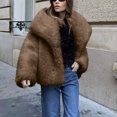 thumbnail image 6 of XPMWRP Women's Faux Fur Cardigan Long Sleeved Coat Lapel Solid Color Casual Jacket Daily Wear Suitable for Parties Attractive Stylish Outerwear Brown XXXL, 6 of 8