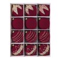 thumbnail image 2 of Flocked Ornaments for Christmas Tree - Maroon Red Burgundy Velvet Ball Ornament for Xmas Holiday Decoration - Shatterproof Christmas Ornaments for Indoor Decor, 3.15 inches Pack of 12pcs, 2 of 7