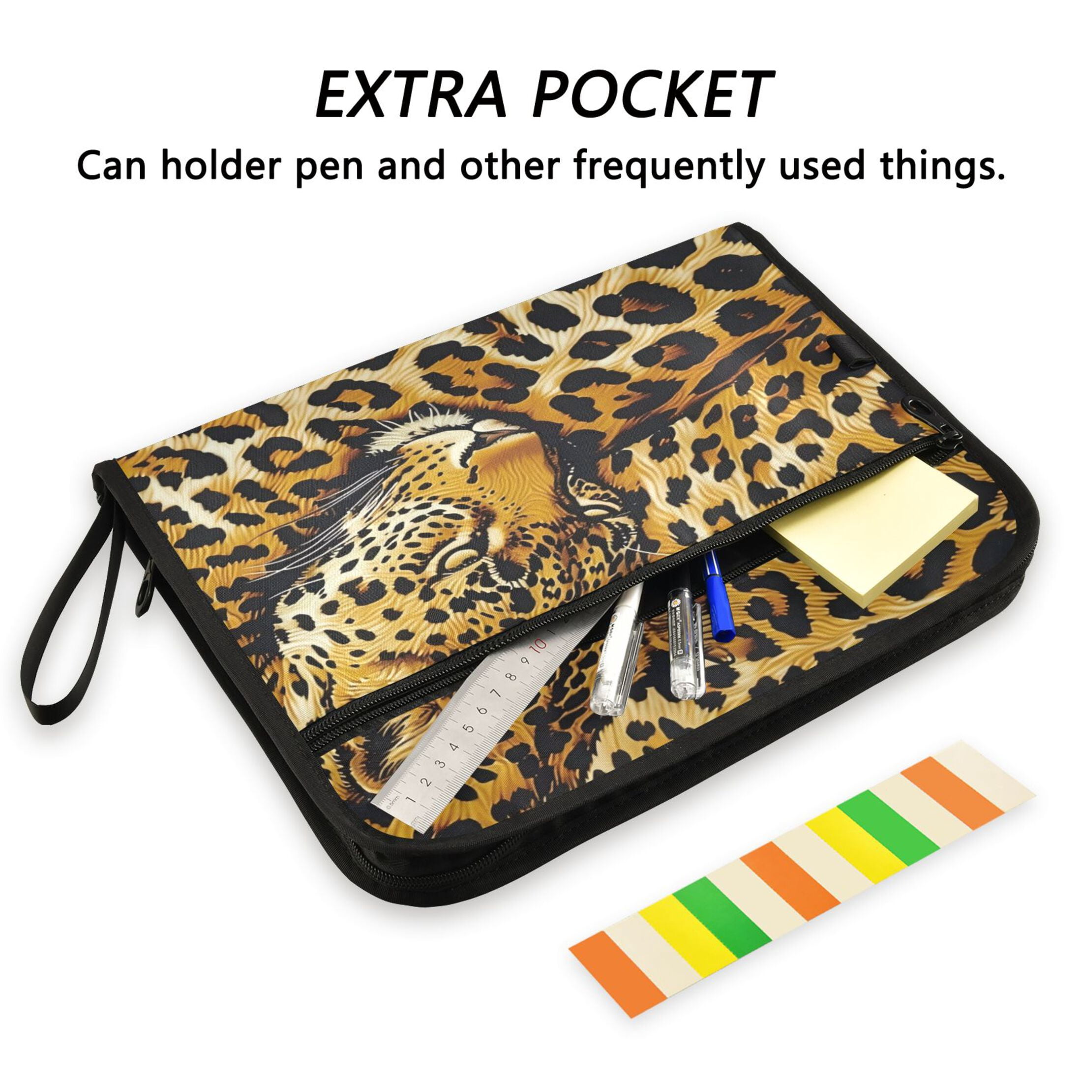 Organ Folder 14.2 x 0.8 x 10.6 Inches 13 Separate Pockets A4 Size Documents Folder A Sort Storage File Manager For The Home Office Yellow Leopard