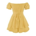 thumbnail image 4 of REALiKUN Women Boho Romper Off Shoulder Ruffle Chiffon Shorts Jumpsuit Playsuits, 4 of 8