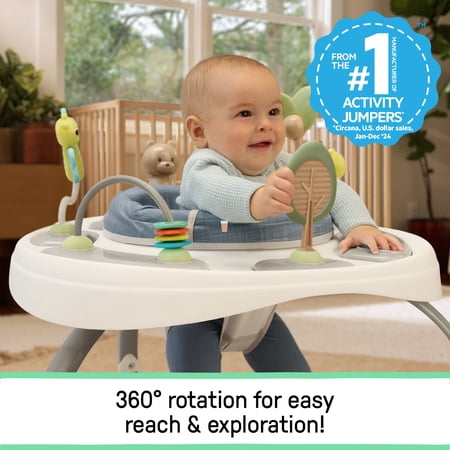 Ingenuity Bounce to Bloom 2-in-1 Activity Jumper & Table, Chambray, Ages 6–24 Months