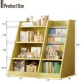 thumbnail image 4 of Msutree Wooden Kids Bookshelf, Toy Storage Organizer Cabinet for Kids Room or Playroom, 4-Tier Montessori Bookshelf for Kids, Toddler Bookshelf Baby Bookcase with Sling Book Rack, Yellow, 4 of 9