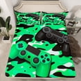 thumbnail image 2 of Feelyou Green Game Controller Queen Sheet Sets, Fashion Camo Abstract Flat Sheet, Cartoon Gamepad Theme Queen Fitted Sheet, Luxury Bedroom Decor, 4-Piece, 2 of 7