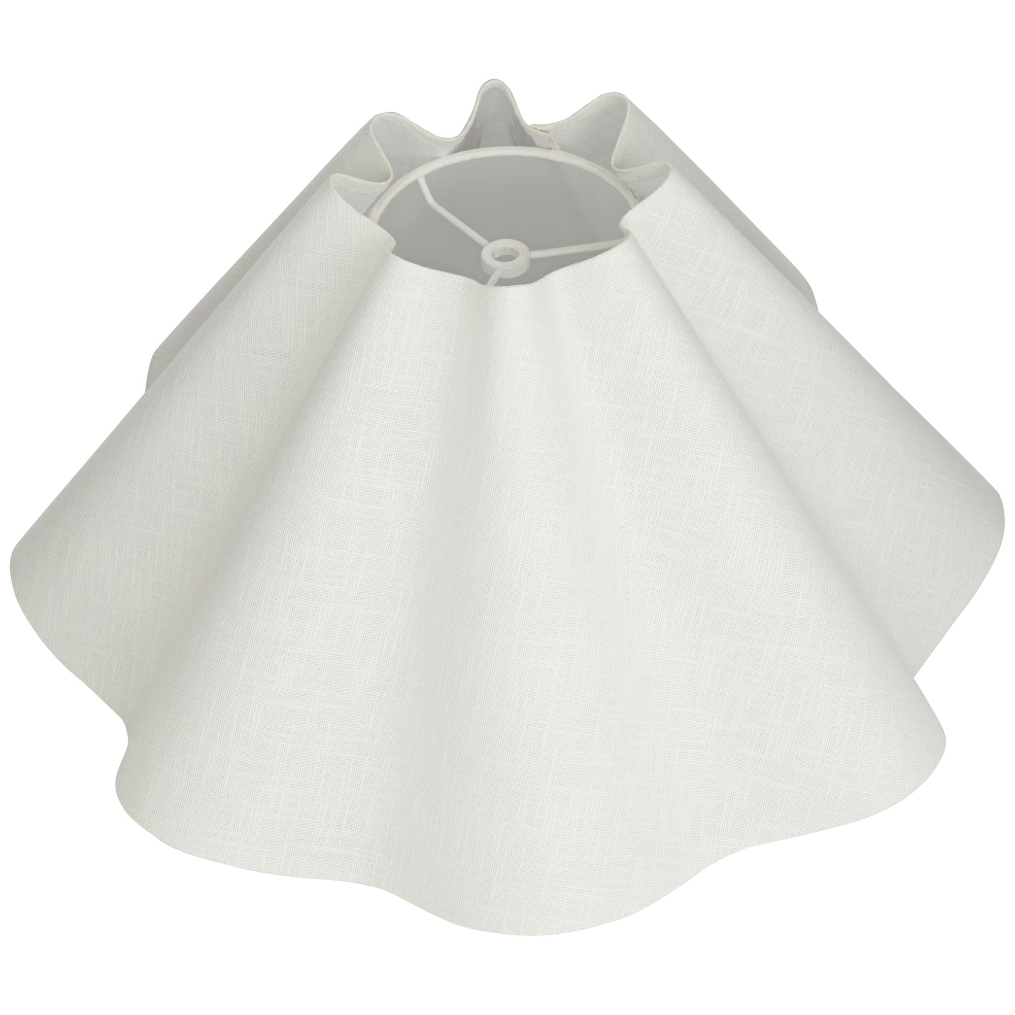 Springcrest 6" Top x 18" Bottom x 10" High x 10" Slant Lamp Shade Replacement Large White Wave Empire Linen Spider Harp Finial